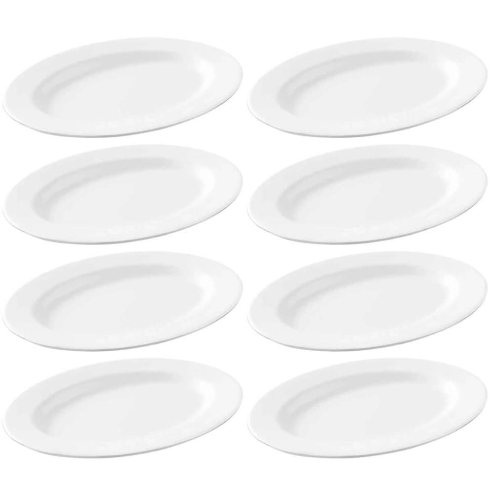 8 Bandejas para Servir Melamina Branca 20x14cm Buffet Travessa Saladas Petiscos Restaurante