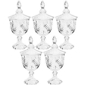 5 Bombonieres de Vidro Cristal Potiches Pedestal Lyor Dublin 400ml Baleiros Decorativos
