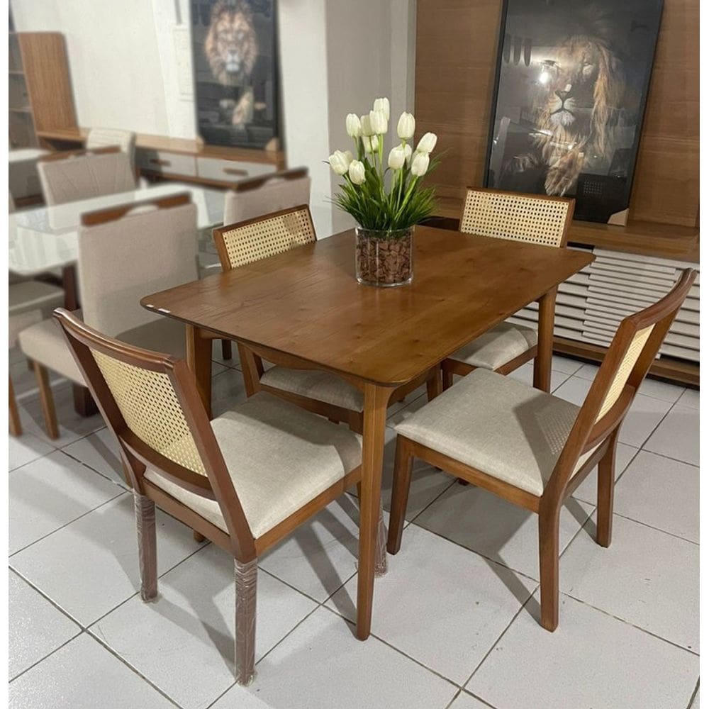 Sala de Jantar Completa 4 Cadeiras 1,20x90 Escócia Art Salas