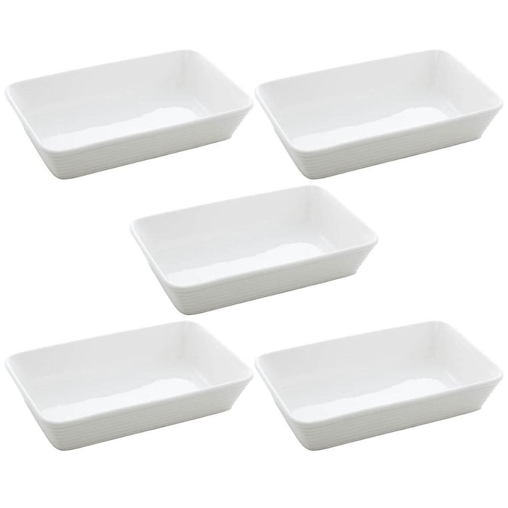 Conjunto 5 Travessas Refratários de Porcelana Branca 750ml Buffet Restaurante Línea Lyor