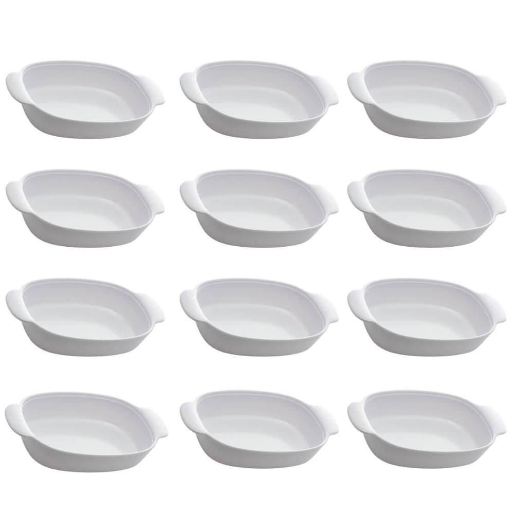 Conjunto 12 Travessas Melamina Branca com Alça Oval 31,5x18cm Milão Lyor