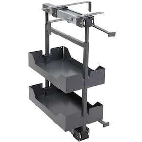 Coluna Baixa Masutti 2 Bandejas 24x48x61cm Cinza Corrediça Deslizante Móvel