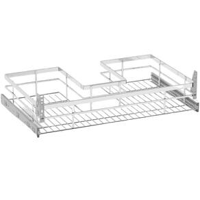 Gaveta Piatina 77cm Aramada Deslizante com Sifão Pia Aço Pintado Branco Panelas Travessas Piva