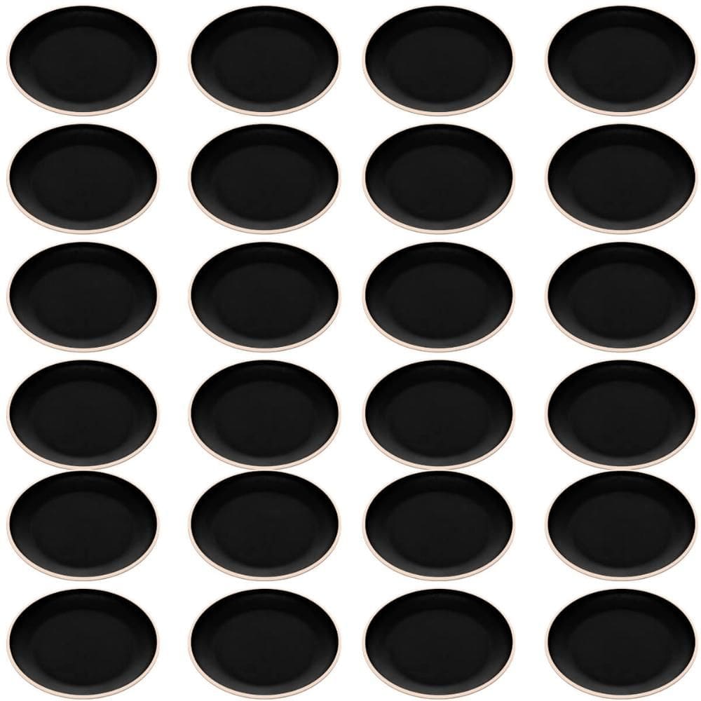 Conjunto 24 Pratos Rasos 21,5cm Sushi Sashimi Melamina Preto