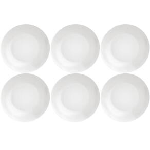 6 Pratos Fundos de Risoto Porcelana Branca 21cm Tramontina Leonora