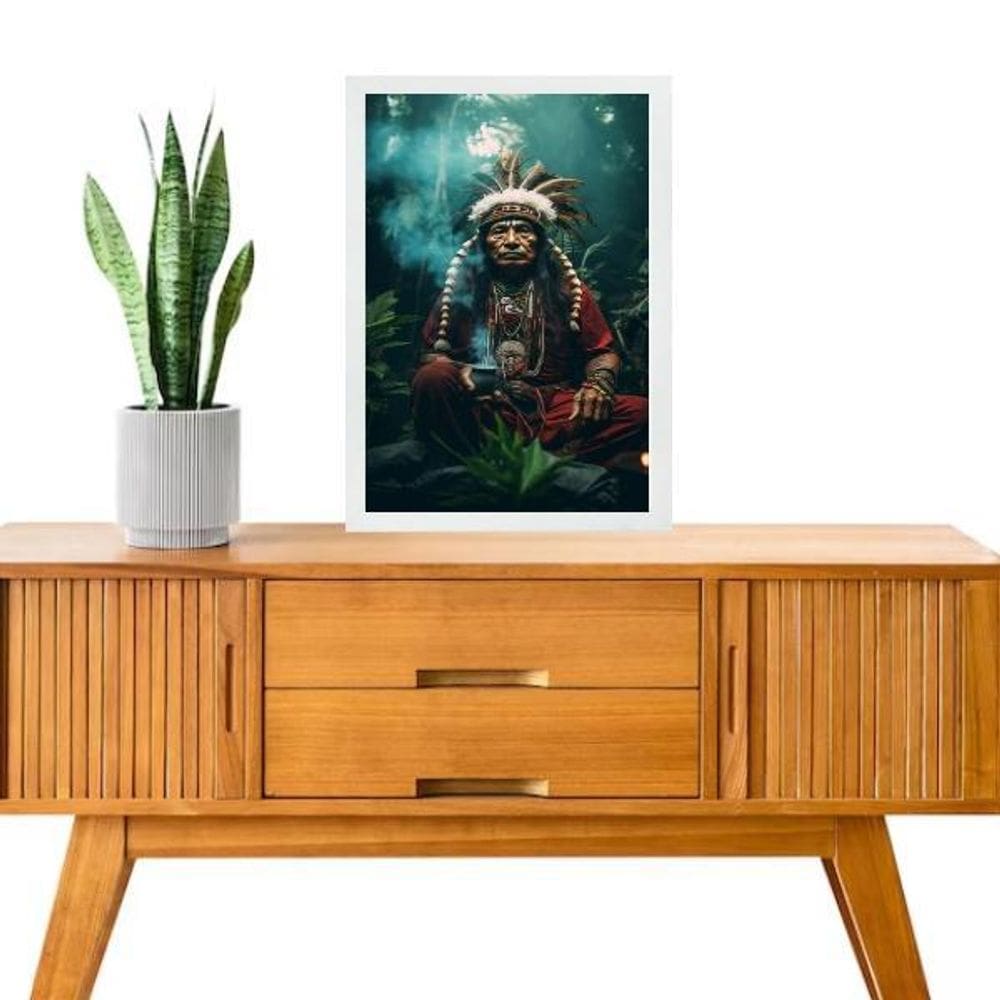 Quadro Umbanda Caboclo Tupã 24X18Cm - Com Vidro