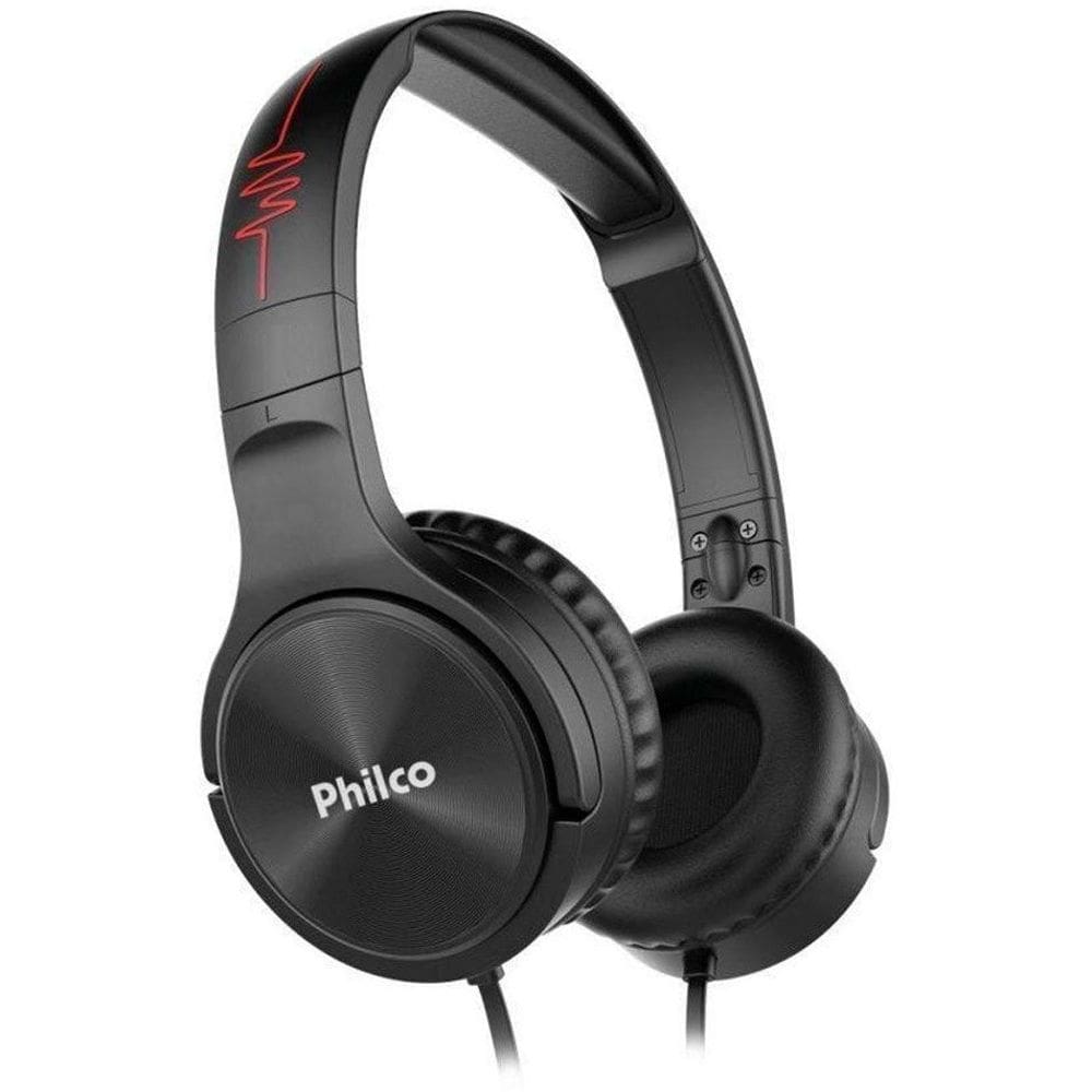Fone De Ouvido Com Fio Headphone Philco - C/ Microfone Preto