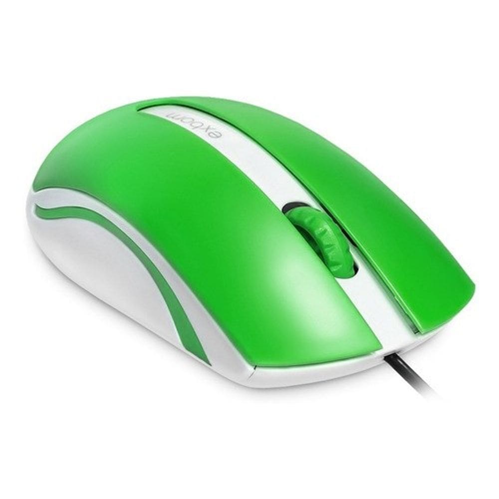 Mouse C/ Fio Exbom Usb 1000Dpi Verde/Branco