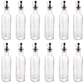 Kit 12 Garrafas de Vidro 270ml Azeite Vinagre com Bico Dosador e Tampa Lyor