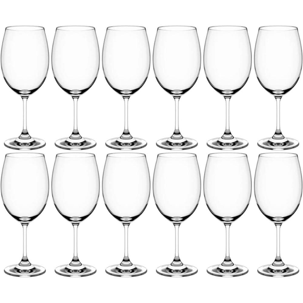 Jogo 12 Taças Sense de Vidro Cristal 450ml Transparente para Vinho Tinto Branco Rose