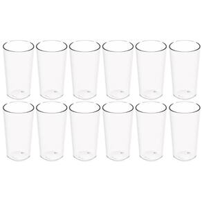 Kit 12 Copos Altos 500ml Plástico Incolor Long Drink Crippa Refeitório Água Suco