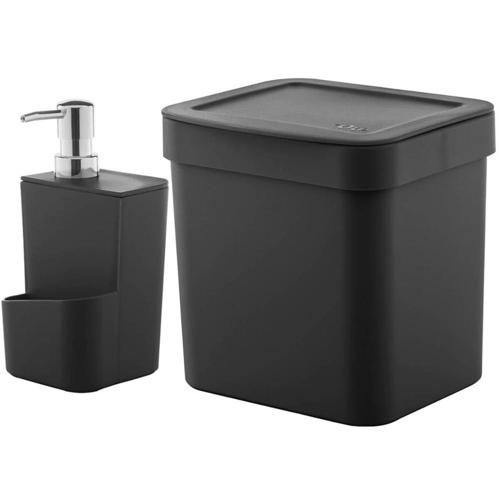 Utensílios De Cozinha Lixeira Trium 2,5L Porta Detergente Ou Preto