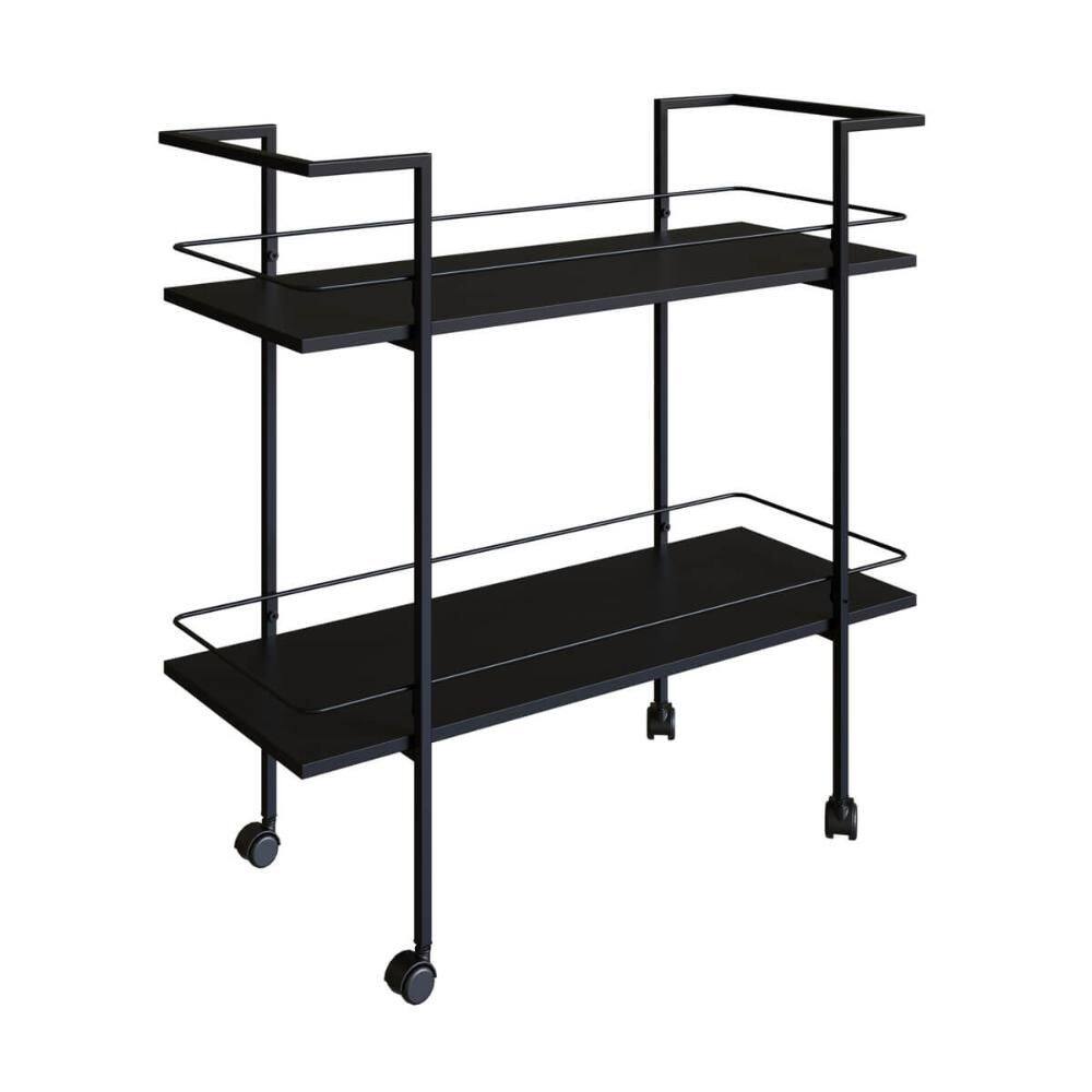 Carrinho Bar Industrial com 2 Prateleiras P1036 Preto