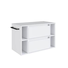 Gabinete de Banheiro Suspenso 80cm Branco 4 Nichos 1 Toalheiro 1 Porta e 1 Gaveta BH8010