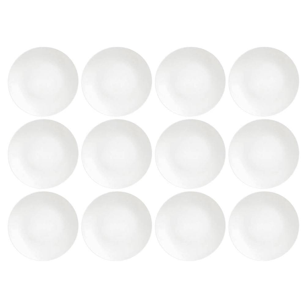 Jogo 12 Pratos Rasos Redondos 28cm Porcelana Branca Tramontina Sophia Restaurante Hotel