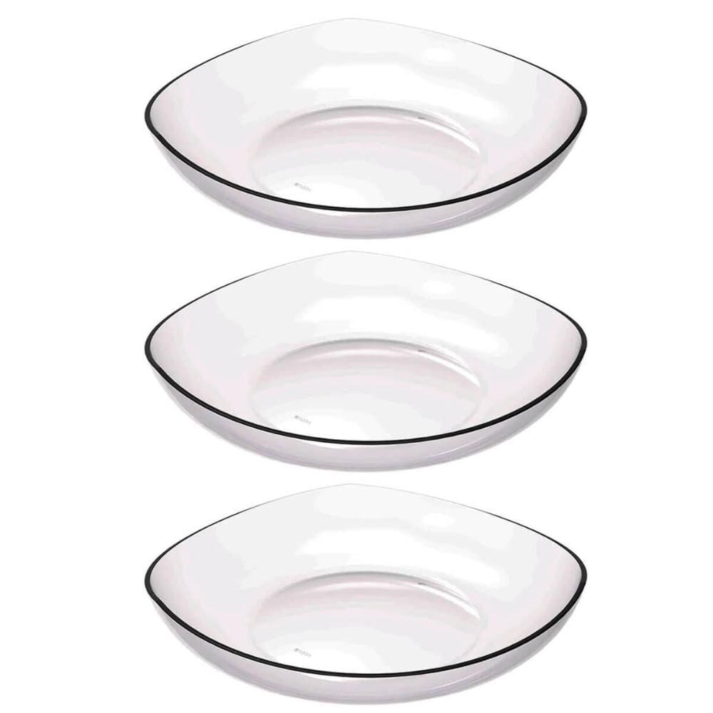 Kit 3 Cestas para Frutas Verduras Fruteira de Mesa Transparente 3,5L Trio Crippa Bancada