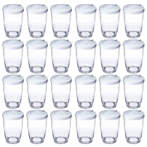 Kit 24 Farinheiras Porta Temperos Queijeira 350ml Ou com Tampa Plástico Transparente