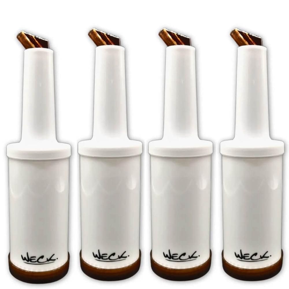 Kit 4 Garrafa Plástica Store`n Pour 1L Marrom Weck Coquetelaria Bar Destilados