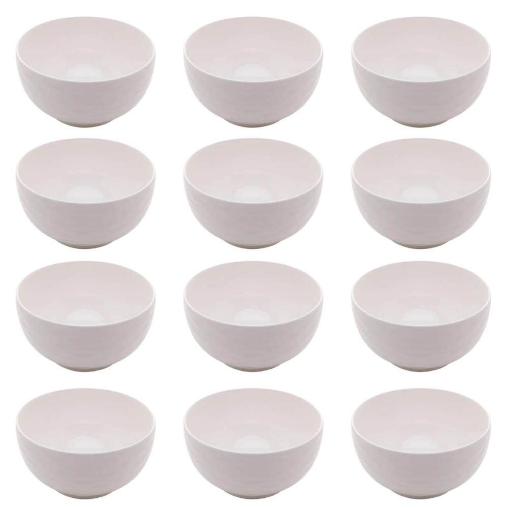 Conjunto 12 Bowls 400ml Porcelana Branca Lyor New Bone Lagos Iogurte Açaí Petiscos