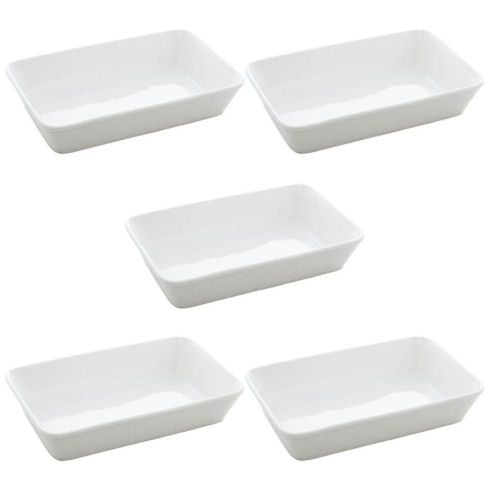 Conjunto 5 Assadeiras Travessas de Porcelana Branca 26x17cm Restaurante Buffet Lyor