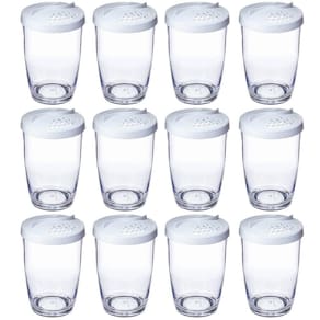 Kit 12 Farinheiras Porta Farofa Queijeira Temperos 350ml Branco Ou Plástico com Tampa