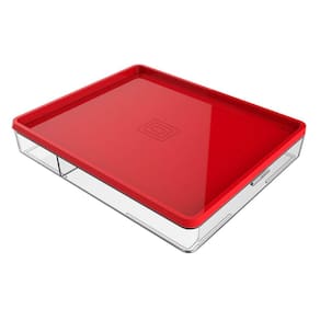 Pote com Divisórias e Tampa 1L Crippa Marmita Retangular 23,5x19x4,5cm Vermelho