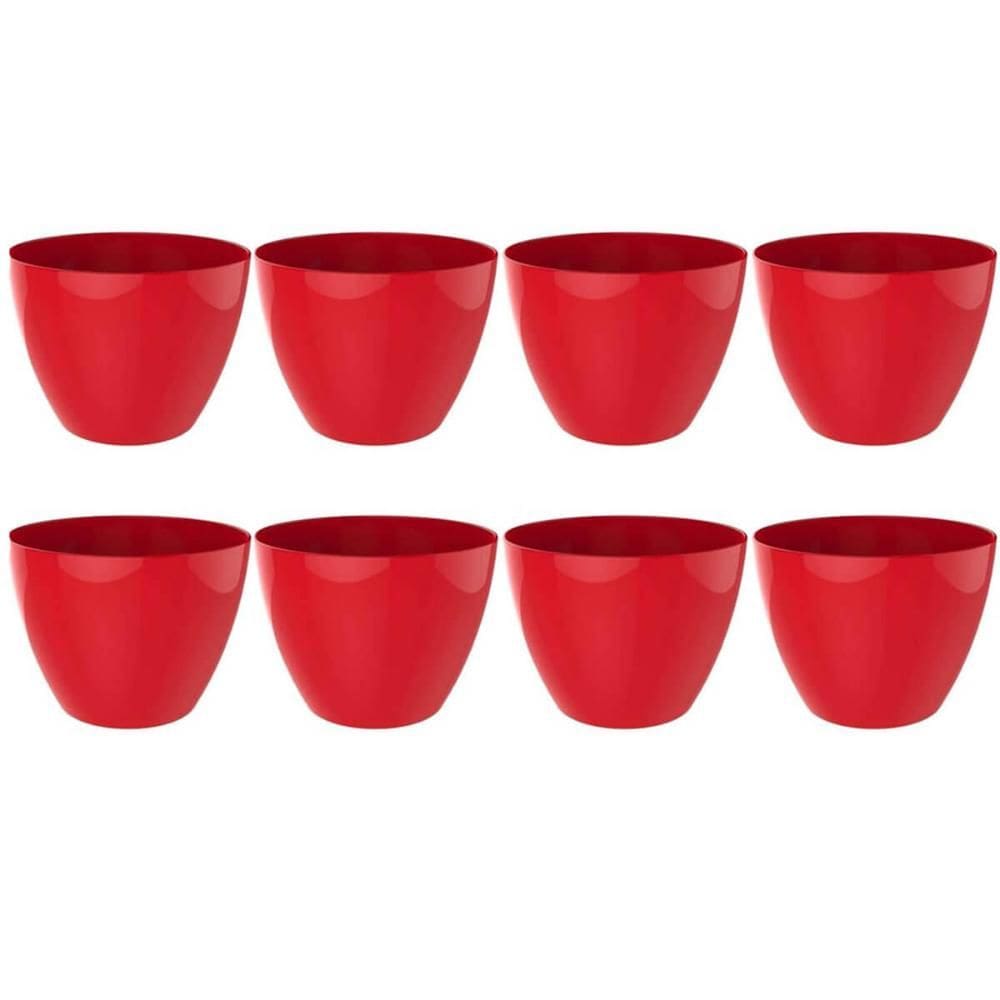 Kit 8 Tigelas Redonda Grande 6,2L Vermelha Crippa Travessa Servir Salada Frutas Pratos Quentes