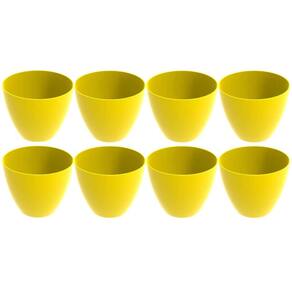 Kit 8 Tigelas Redondas Grandes 6,2L Amarelas Bowls Plásticos Servir Salada Frutas Pipoca
