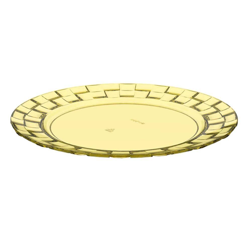 Prato Médio Amarelo Crippa Bandeja para Servir Mesa Posta Porções Aperitivos