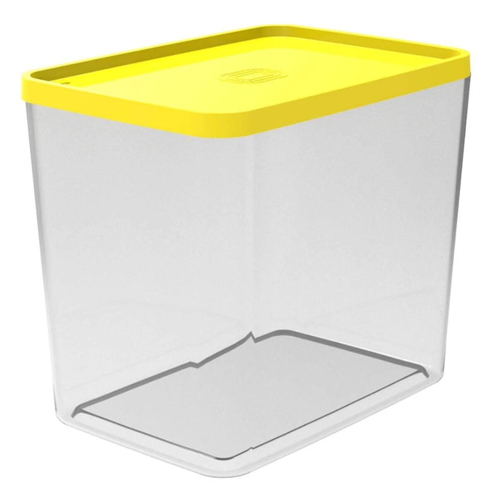 Pote para Mantimentos com Tampa 5L Crippa Transparente e Amarelo Porta Alimentos Condimentos