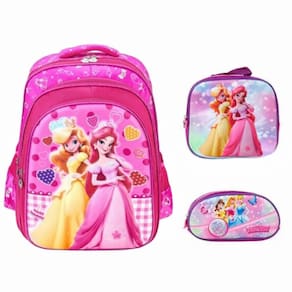 Lancheira Mochila E Estojo Feminino Infantil Charmoso Tema