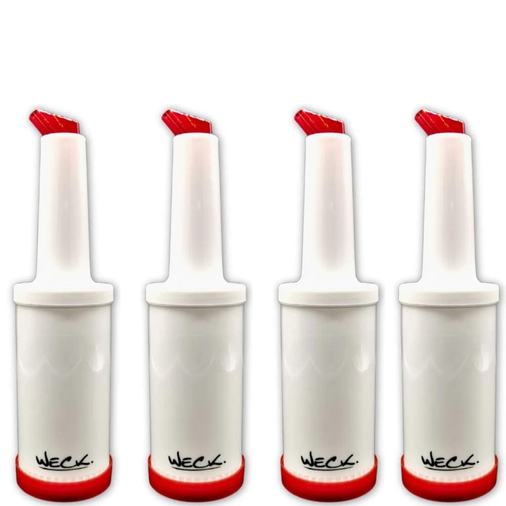 Kit 4 Garrafa Plásticas Store`n Pour 1L Vermelha Weck Coqueteleira Sucos Destilados