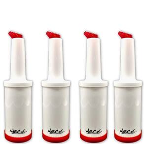 Kit 4 Garrafa Plásticas Store`n Pour 1L  Vermelha Weck Coqueteleira Sucos Destilados