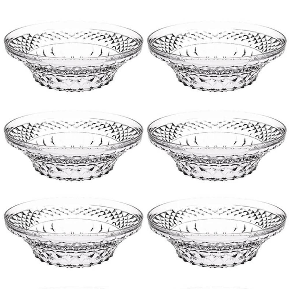 Kit 6 Saladeiras Tigela Redonda 3,3L Crippa Transparente Plástica Salada Sobremesa Restaurante