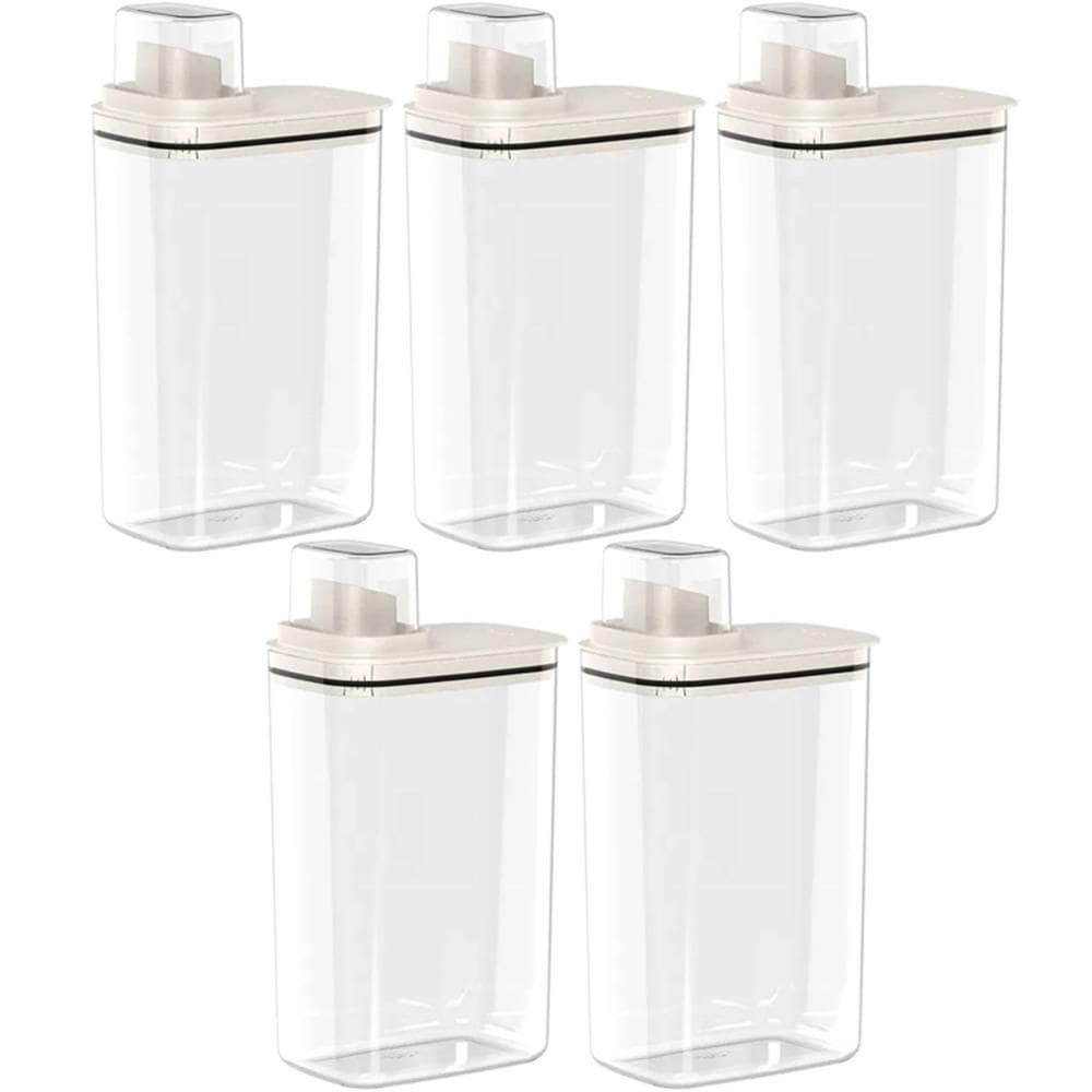 Kit 5 Dispenser de Sabão Líquido 2,3L Bege Tampa Medidora Ou