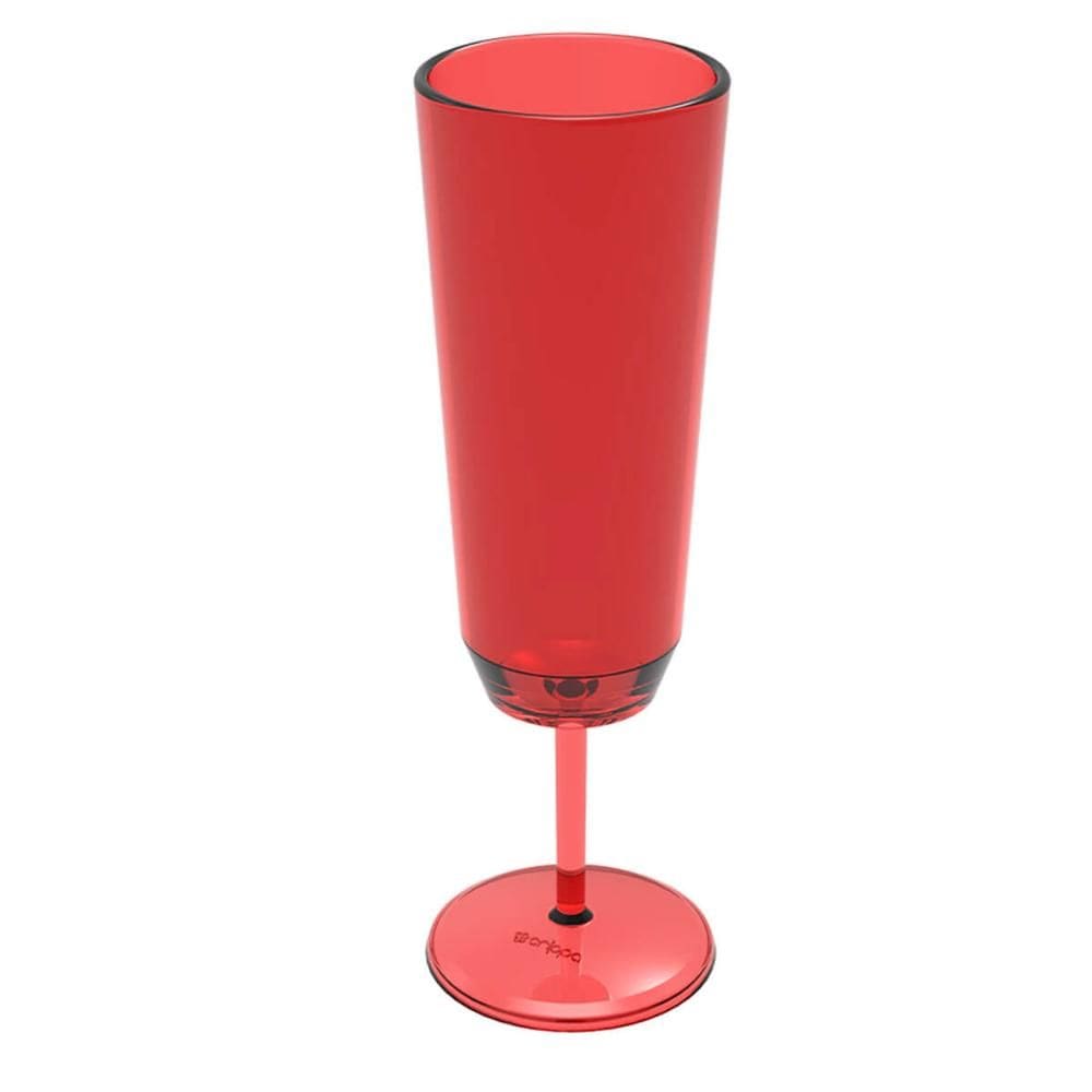 Taça para Espumante Champanhe Crippa Plástico Vermelho Transparente
