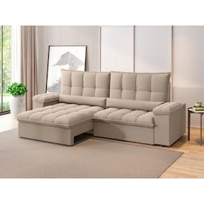Sofá Sideral Retrátil e Reclinável com Molas no Assento 2,30m Velosuede - NETSOFAS