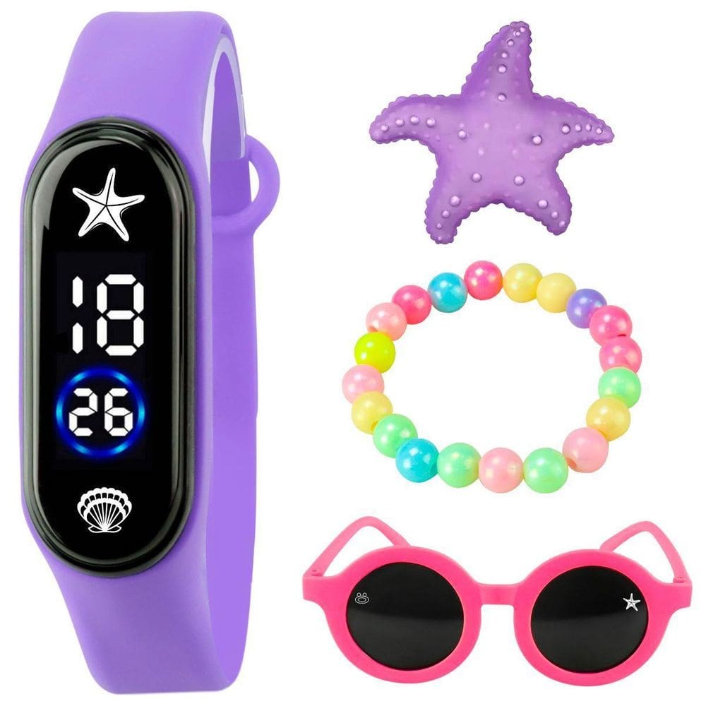 Relogio Digital Infantil Prova Dagua + Pulseira + Oculos Sol