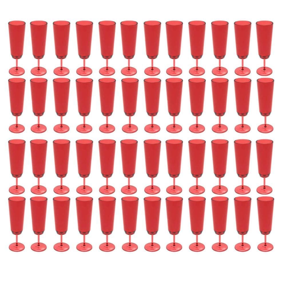 Jogo 48 Taças Champanhe Espumante Buffet Plástico Vermelho Translúcido Crippa