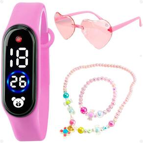 Relogio Infantil Led Digital + Colar Qualidade Premium Led