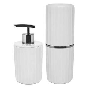 Conjunto Banheiro Groove 2 Peças Cromado Com Branco