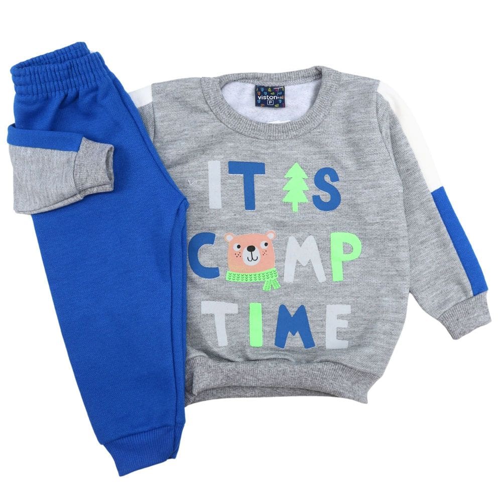 Conjunto Bebê Menino Blusa e Calça Ursinho Flanelado Inverno