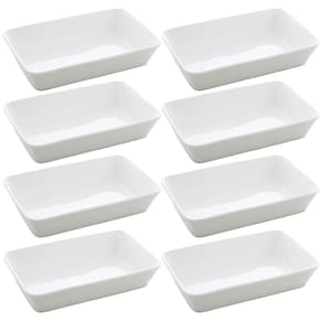 Kit 8 Travessas de Porcelana 20x15cm Refratários Restaurante Buffet Eventos Servir Lyor