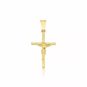 Pingente Crucifixo Jesus Cristo Folheado Ouro 18k