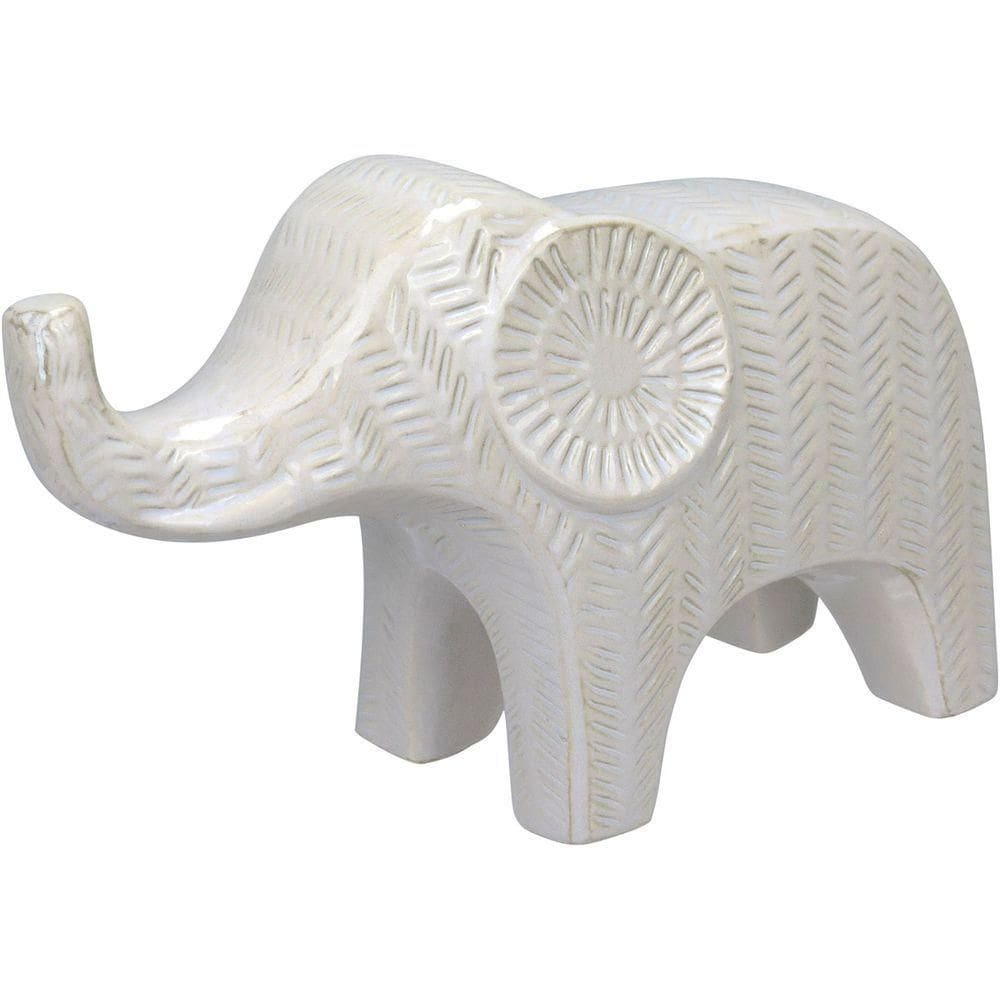 Adorno Decorativo Enfeite Casa Aparador Home&co Elefante Cerâmica 17x30x10cm Branco