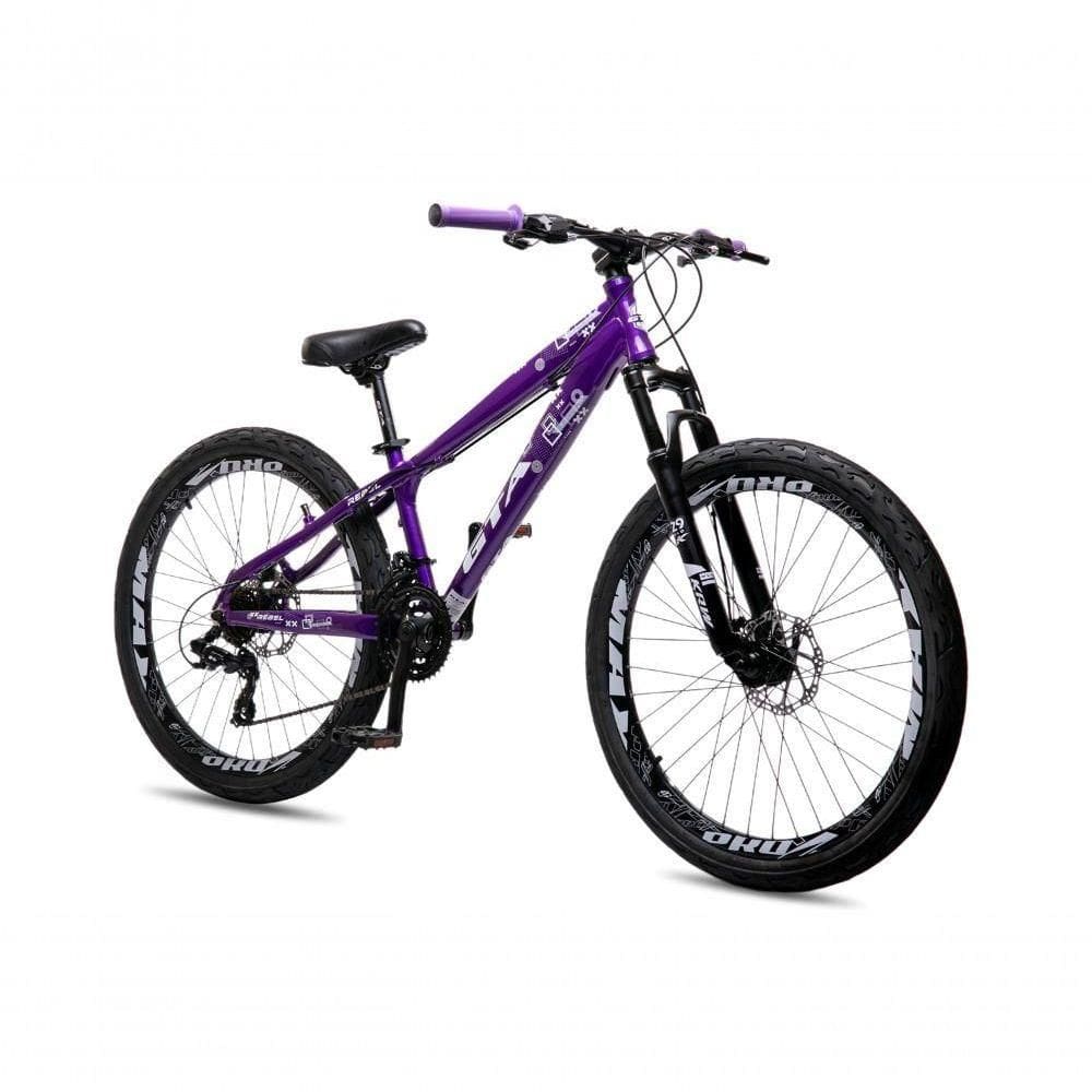 Bicicleta Freeride Krw Aro 26 Freio A Disco 24 Velocidades - Roxo/branco - Tu Roxo/branco