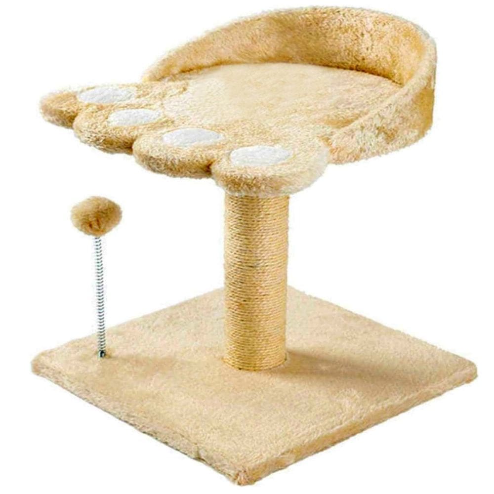 Brinquedo Arranhador Para Gatos Poste Sisal Com Pompom Bege