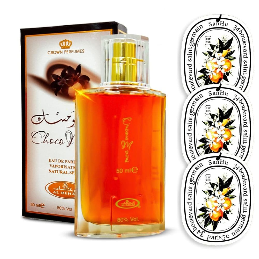 Perfume AROMAQUE Al Rehab Choco Musk 50ml para mulheres + 3 cartões