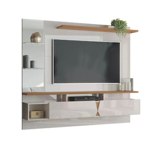 Painel para TV até 55``  Off White com Damasco Intense - Lukaliam Móveis