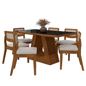 Mesa Santiago Com 6 Cadeiras Sextavada Frei/preto/corino Branco - M.a